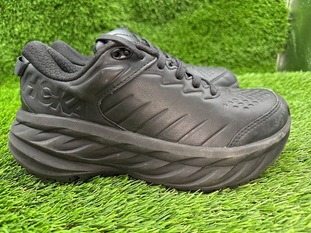 Hoka One One Bondi SR 1110521-BBLC Athletic Sneaker Women's 6.5 Black Leather